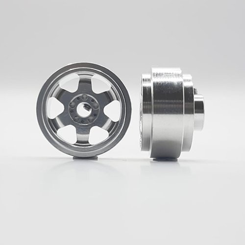 (image for) STAFFS191 Six Spoke Aluminum Wheels Silver 15.8 x 8.5mm (x2)