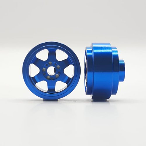 (image for) STAFFS194 Six Spoke Aluminum Wheels Blue 15.8 x 8.5mm (x2)