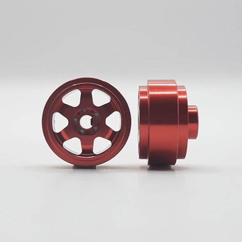 (image for) STAFFS195 Six Spoke Aluminum Wheels Red 15.8 x 8.5mm (x2)