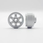 (image for) STAFFS197 Six Spoke Aluminum Wheels White 15.8 x 8.5mm (x2)