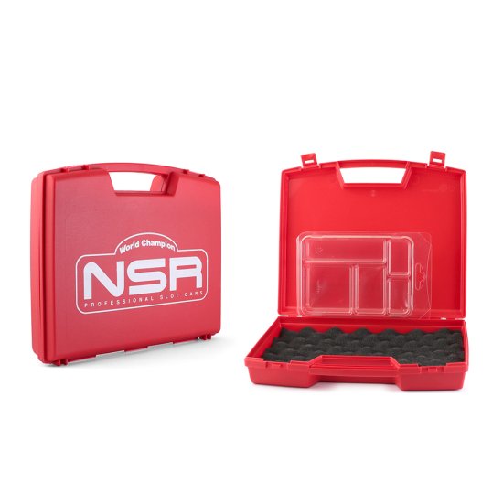 (image for) NSR 1991EVO Medium Red Carrying Case with NSR Logo & Lexan Box 5 Rooms (240 x 205 x 50mm)