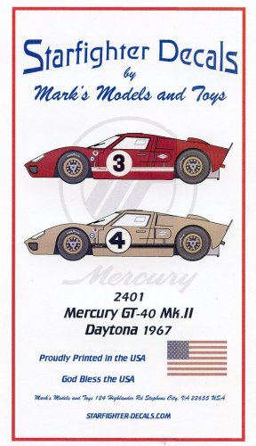 (image for) Starfighter Decals 2401 1/24 Mercury GT40 Mk.II Daytona 1967