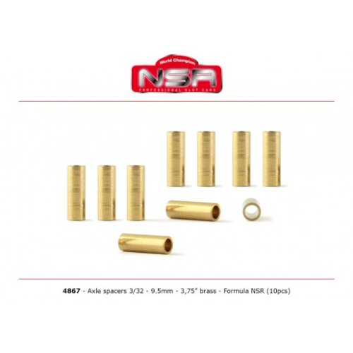 (image for) NSR 4867 3/32" Brass Axle Spacers 9.5mm-3.75" (x10)