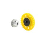 (image for) Scaleauto SC-1114R 28T Inline Nylon Crown Gear (x1) with M2.5 screw for 3/32" (2,38mm) axle ø15.4mm