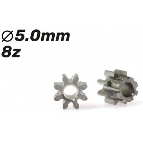 (image for) Scaleauto SC-1128B50 Steel Pinion 8 tooth for 2.5mm motor shaft, ø5,0mm (x2)