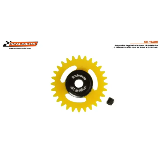 (image for) Scaleauto SC-1168R 28T ø15.8mm Anglewinder Spur Gear (x1) with M2.5 screw for 3/32" (2,38mm) axle