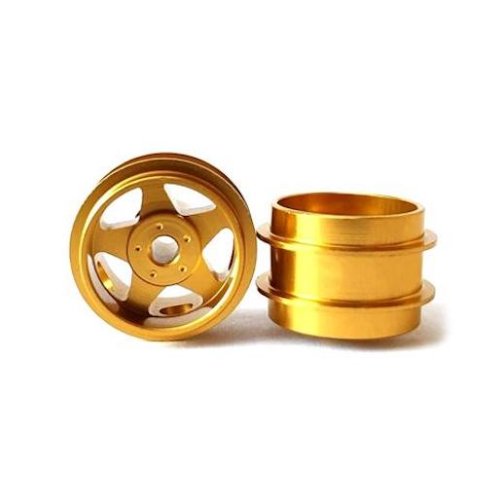 (image for) STAFFS02 Five Spoke Aluminum Air Wheels Gold 15.8 x 10mm (x2)