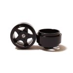 (image for) STAFFS13 Five Spoke Aluminum Wheels Black 15.8 x 8.5mm (x2)