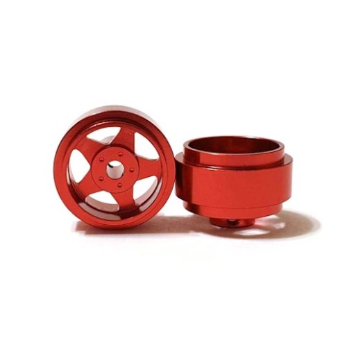 (image for) STAFFS16 Five Spoke Aluminum Wheels Red 15.8 x 8.5mm (x2)